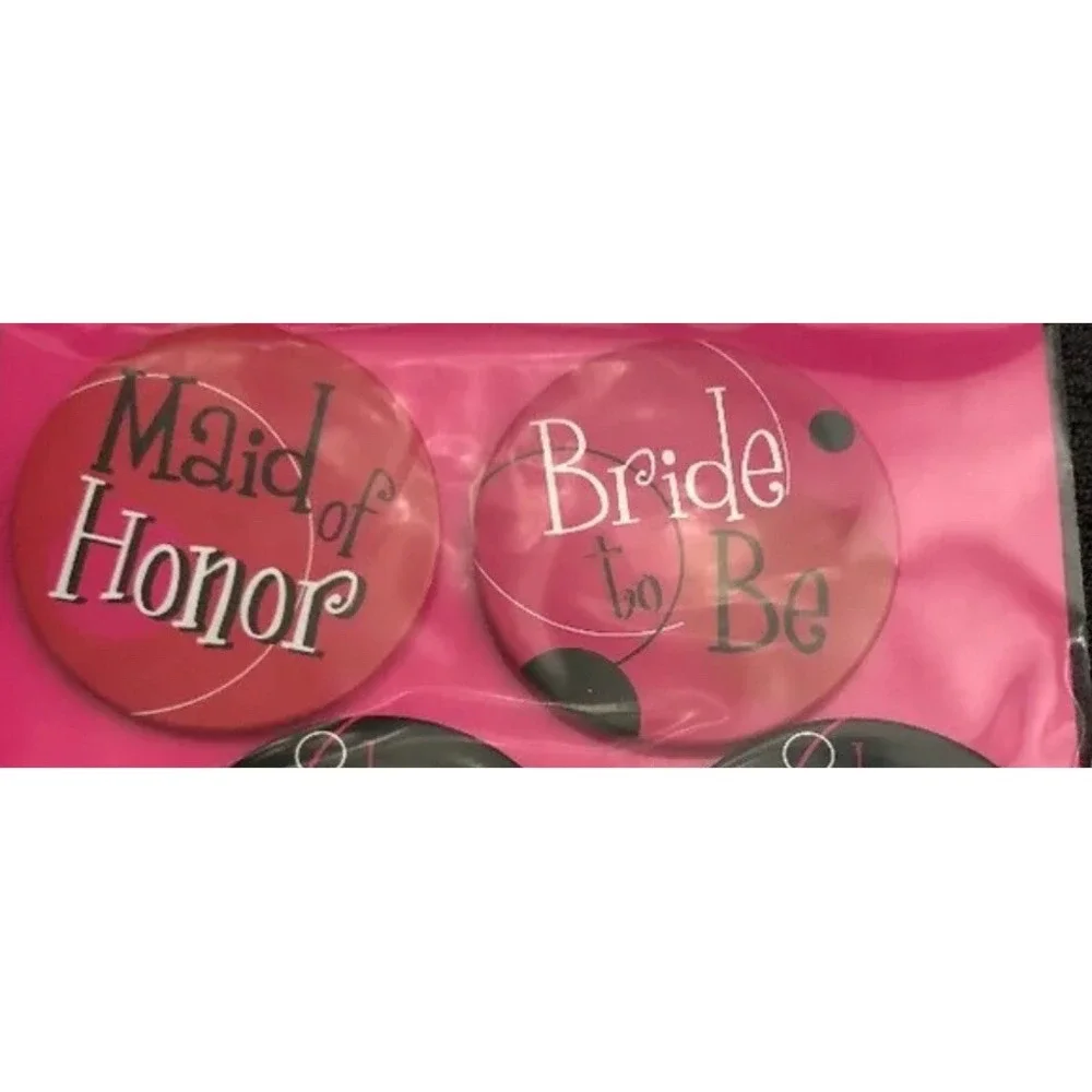 6 pc Wilton Wedding Bridal Party Favor Buttons Bachlorette Bride Maid of Honor